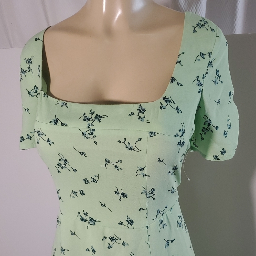 Leith green Floral Square Neck Country Midi Dress Size L - Picture 2 of 11